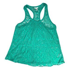Aeropostale Shamrock Green Eyelet Tank Top Sz M